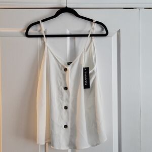 NWT Thanth White Button-Down Women's Top